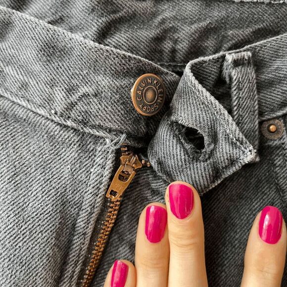 VTG 90s Calvin Klein Black Jeans USA High Rise Straight Leg Mom 10/12 - Picture 6 of 10